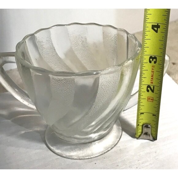 Vintage Frosted Footed Glass Sugar Bowl With Double Handles - Picture 6 of 7